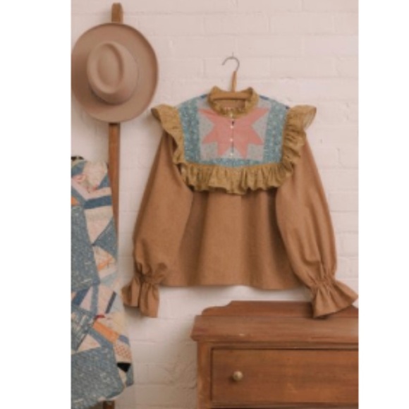 **SOLD** Honeybea - Big Ruffle Blouse in Twine - Picture 2 of 6